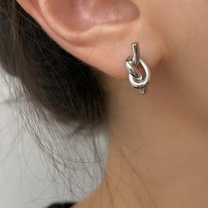 Forget Me Not Knot Stainless Steel Earrings - Silver